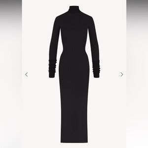 ÉTERNE BLACK LONG SLEEVE TURTLENECK MAXI DRESS